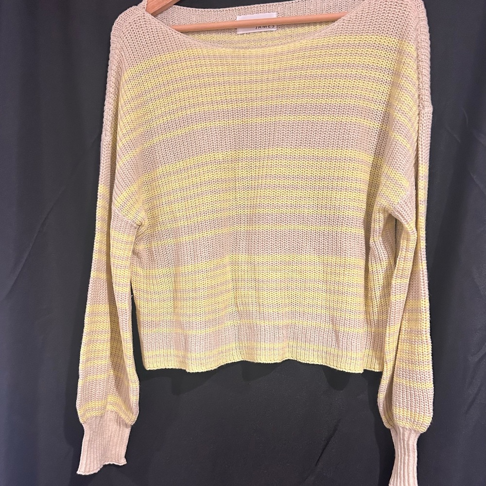 James - Yellow and Cream Crew Neck Sweater